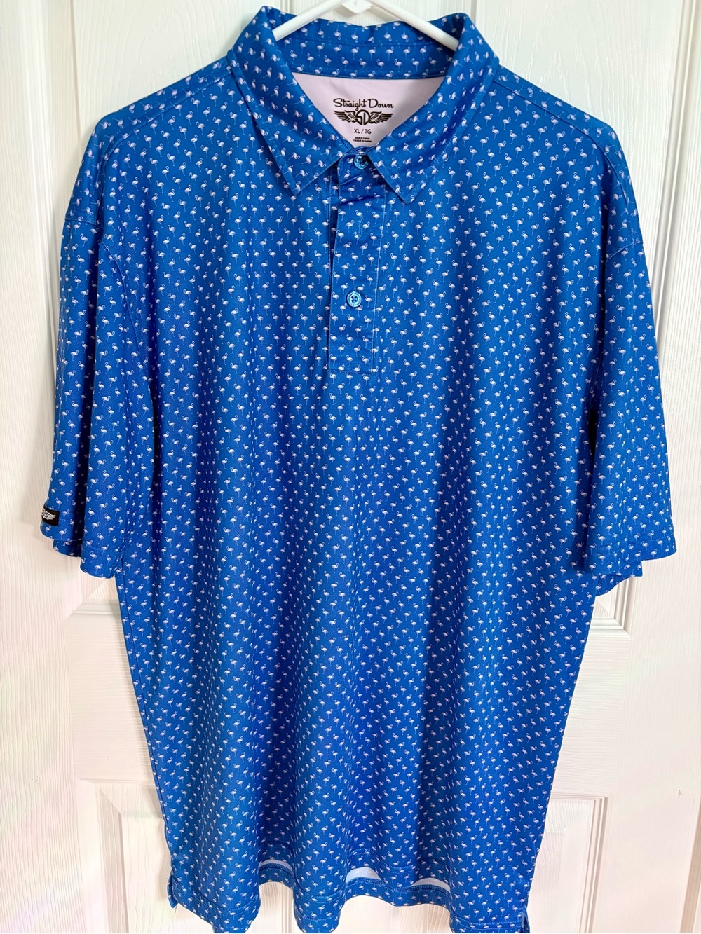 Men's Blue Micro-Print Flamingo Polo